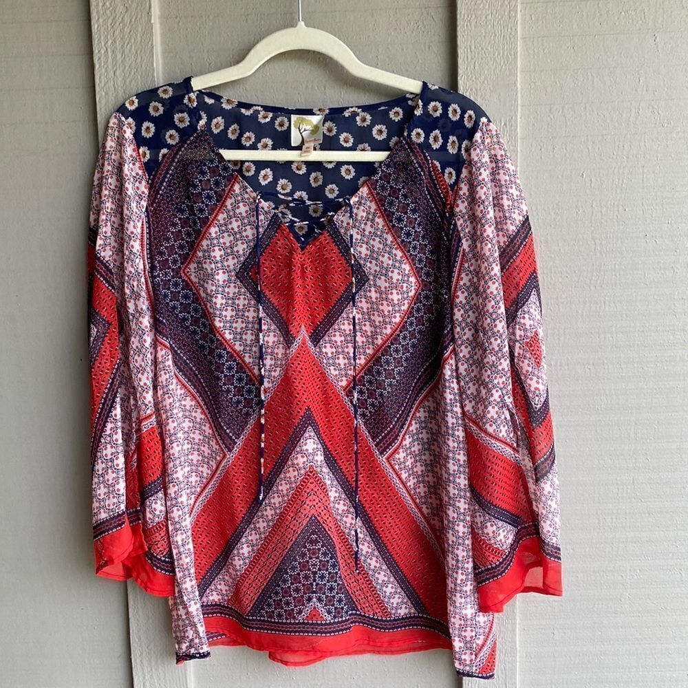 NWOT - Anthropologie Fig & Flower Sheer V-Neck Split Sleeve Blouse Size:…